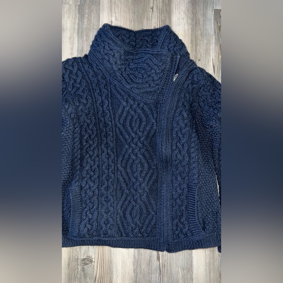 Aran Crafts Ireland 100% Merino Wool Cable Knit Side Zip Cardigan Womens S Small - Picture 2 of 9